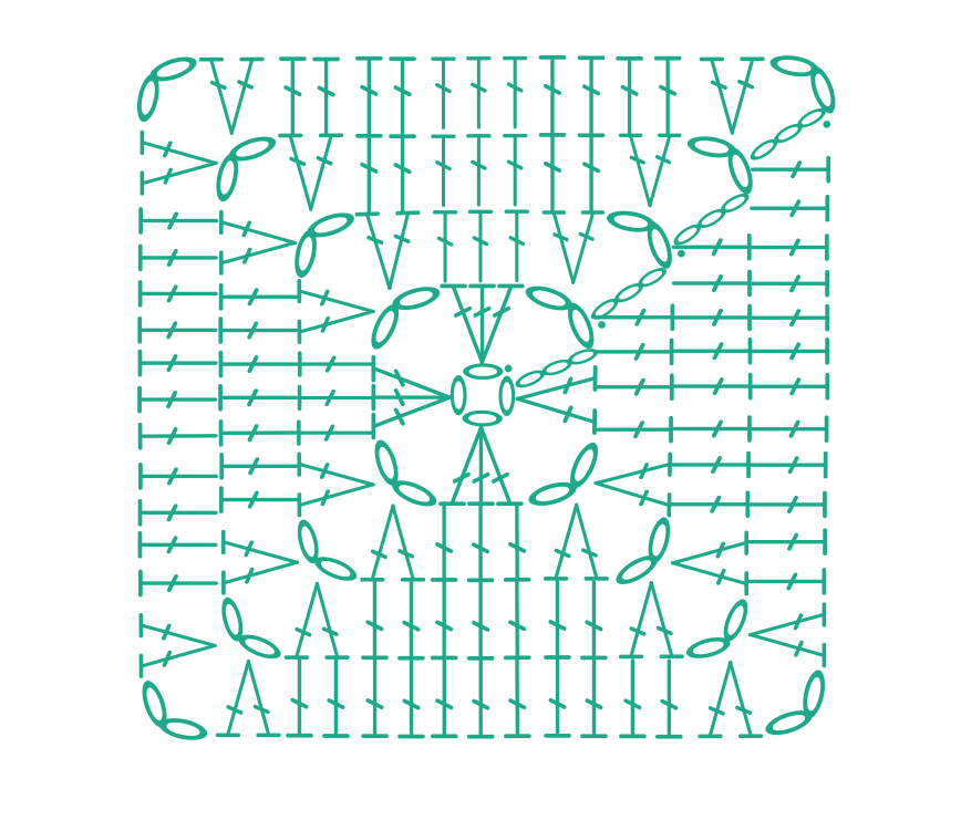 Granny Square Line Pattern Solid granny square | Free Written and Diagram Patterns – Yeezhee